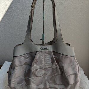 Coach Gray and Cream Shoulder Bag